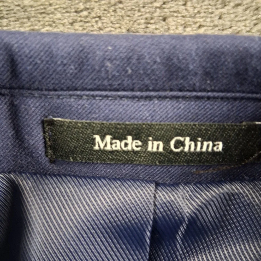 Two Button Blazer Mens Navy Blue Solid Professional Jacket